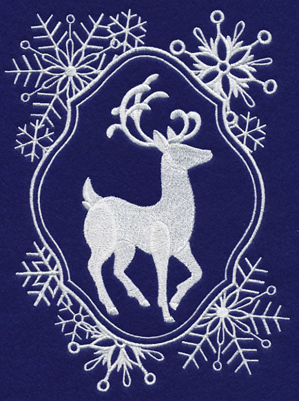 White Christmas Reindeer in Frosty Frame