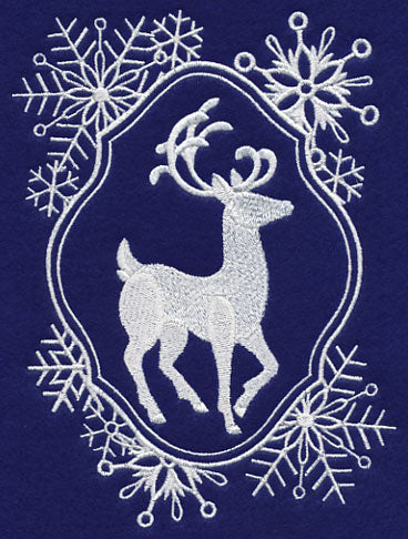 White Christmas Reindeer in Frosty Frame