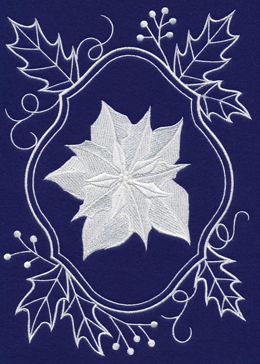 White Christmas Poinsettia in Holly Frame