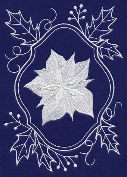 White Christmas Poinsettia in Holly Frame