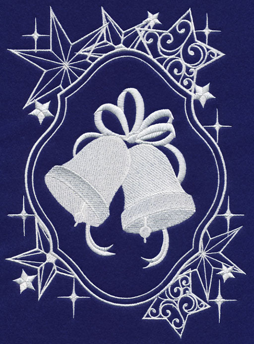 White Christmas Bells in Starry Frame