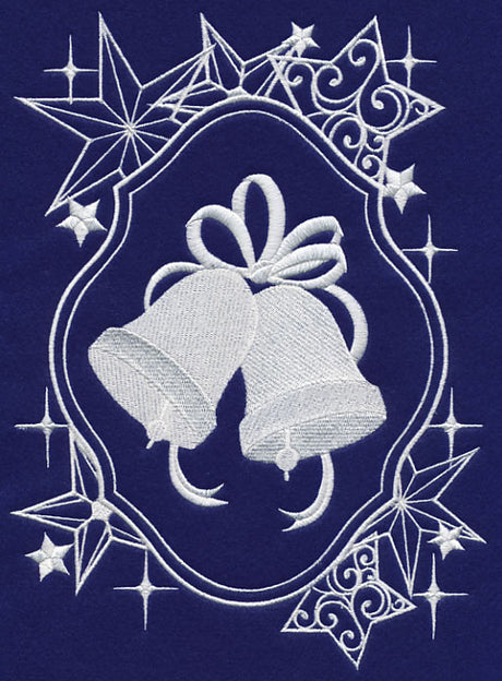 White Christmas Bells in Starry Frame