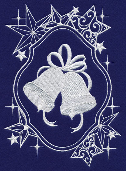 White Christmas Bells in Starry Frame