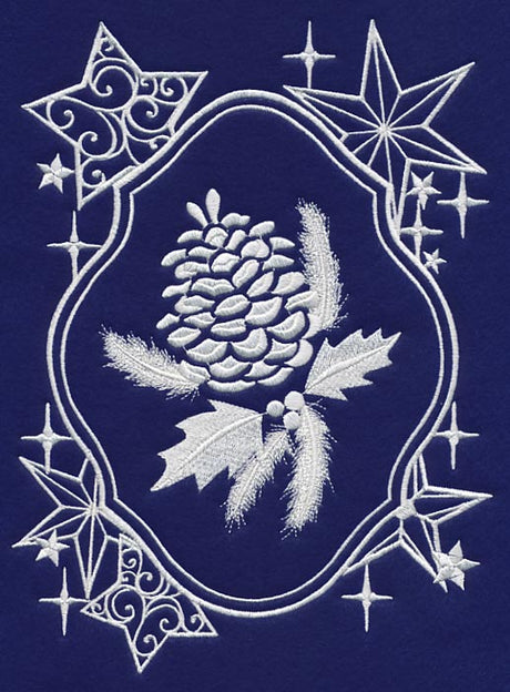White Christmas Pinecone in Starry Frame