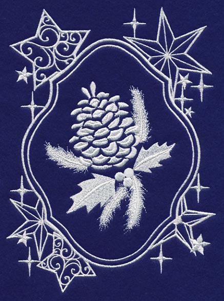 White Christmas Pinecone in Starry Frame