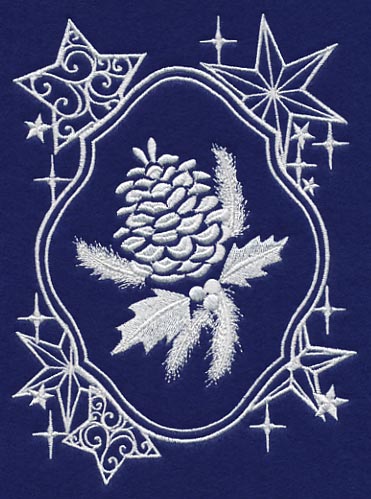 White Christmas Pinecone in Starry Frame