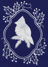 White Christmas Cardinal in Holly Frame