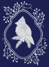 White Christmas Cardinal in Holly Frame