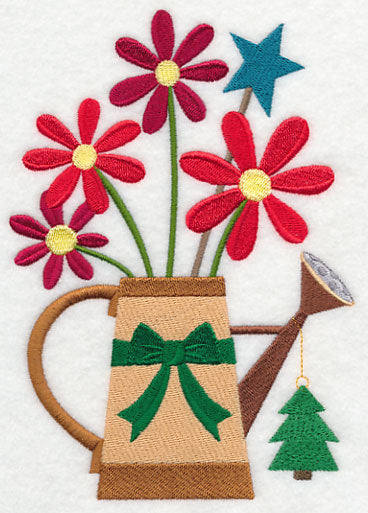 Cozy Christmas Watering Can with Tree