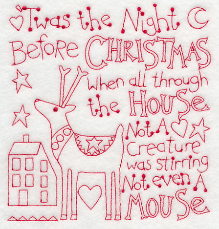 Twas the Night Before Christmas (Redwork)