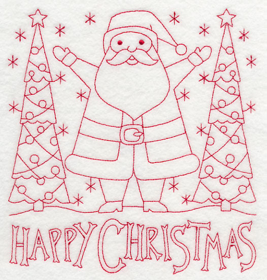Happy Christmas Santa (Redwork)