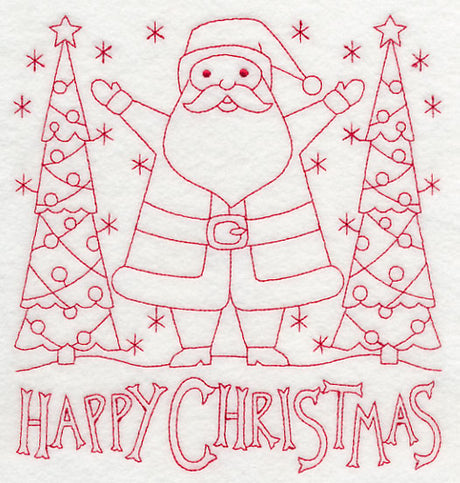 Happy Christmas Santa (Redwork)