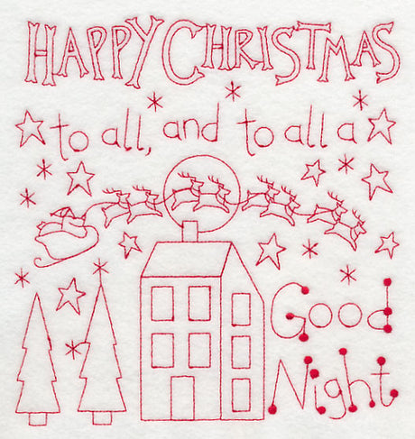 Happy Christmas to All (Redwork)