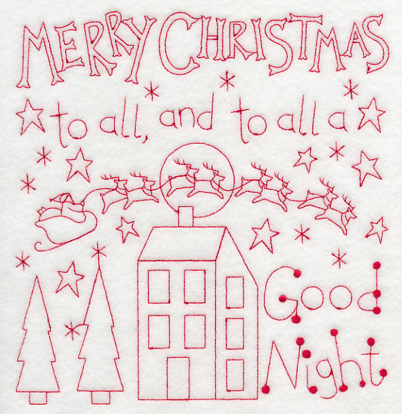 Merry Christmas to All (Redwork)