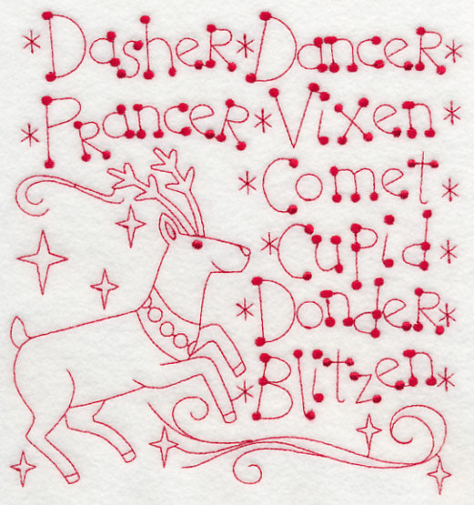 Santa's Team of Eight (Redwork)