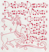 Santa's Team of Eight (Redwork)