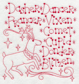 Santa's Team of Eight (Redwork)