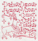 Santa's Team of Eight (Redwork)