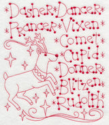Santa's Team with Rudolph (Redwork)