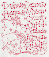 Santa's Team with Rudolph (Redwork)