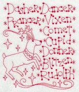 Santa's Team with Rudolph (Redwork)