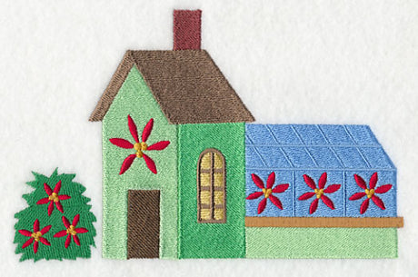 Cozy Christmas Village Poinsettia Greenhouse