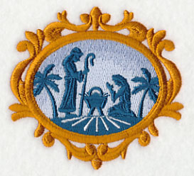 Victorian Christmas Cameo with Nativity