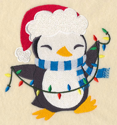 Penguin with Christmas Lights