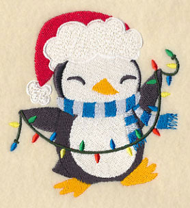Penguin with Christmas Lights