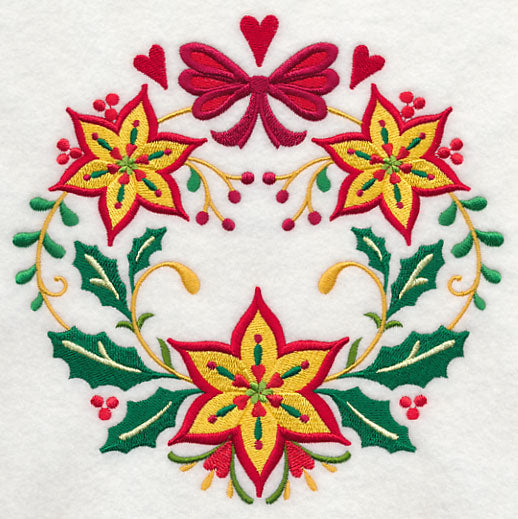Wreathed in Christmas Poinsettias and Bow