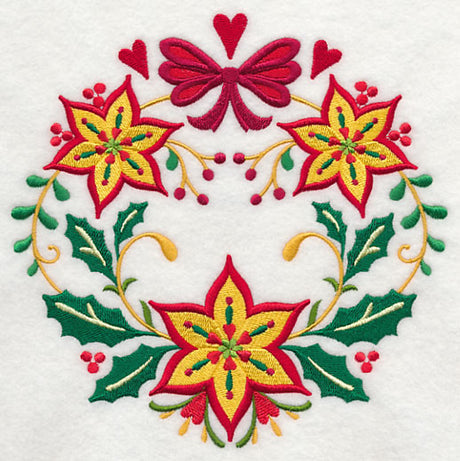Wreathed in Christmas Poinsettias and Bow