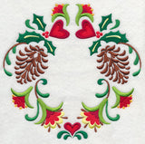 Wreathed in Christmas Pine Cones and Hearts