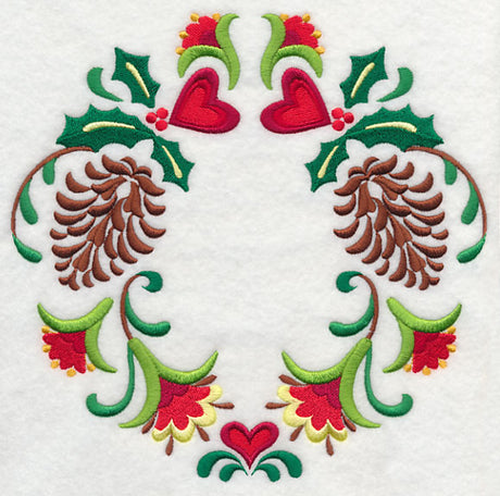 Wreathed in Christmas Pine Cones and Hearts
