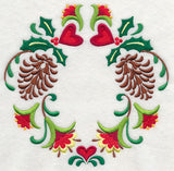 Wreathed in Christmas Pine Cones and Hearts