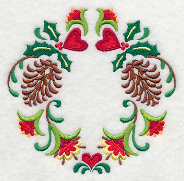 Wreathed in Christmas Pine Cones and Hearts