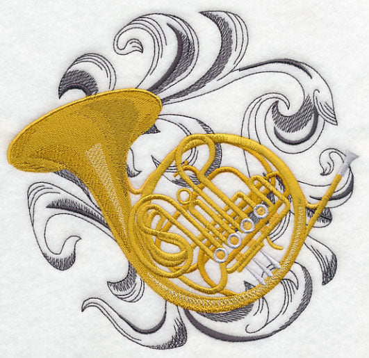 French Horn with Baroque Background