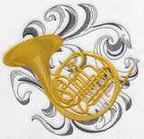 French Horn with Baroque Background