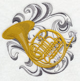 French Horn with Baroque Background