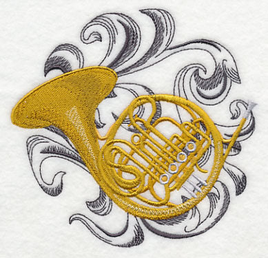 French Horn with Baroque Background