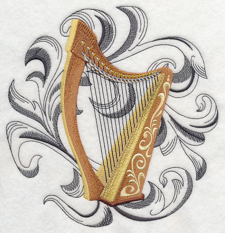 Harp with Baroque Background