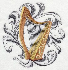 Harp with Baroque Background