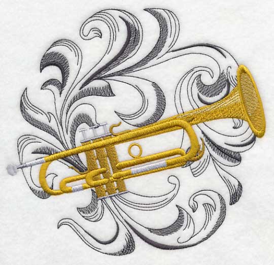 Trumpet with Baroque Background