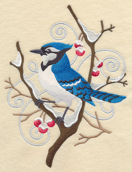 Blue Jay and Winter Branch Wedge
