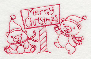 Polar Bear Merry Christmas (Redwork)