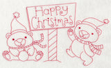 Polar Bear Happy Christmas (Redwork)