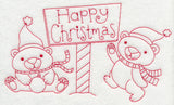 Polar Bear Happy Christmas (Redwork)