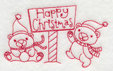Polar Bear Happy Christmas (Redwork)