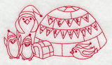 Penguins Merry Christmas (Redwork)