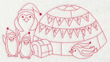 Penguins Happy Christmas (Redwork)