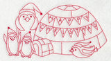 Penguins Happy Christmas (Redwork)